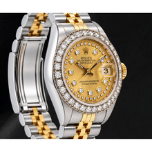 Afbeelding in Gallery-weergave laden, Rolex Datejust 26mm 6917 Champagne String Diamanten Wijzerplaat Tweekleurig Jubilee-armband Horloge