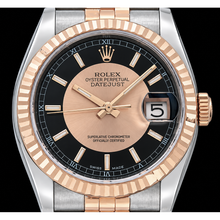 Afbeelding in Gallery-weergave laden, Rolex Datejust 36mm 116231 Zwarte Wijzerplaat Roségoud en Roestvrij Staal Horloge