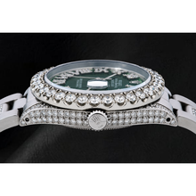 Afbeelding in Gallery-weergave laden, Rolex Datejust 36mm 6605 Groene Romeinse Diamanten Wijzerplaat Diamanten Lunette Roestvrij Staal Horloge