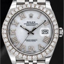 Afbeelding in Gallery-weergave laden, Rolex Datejust 41mm 126300 Wit Parelmoer Romeinse Diamanten Wijzerplaat Horloge