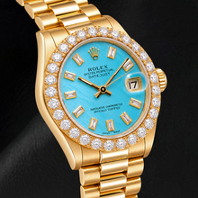 Afbeelding in Gallery-weergave laden, Rolex Datejust 68278 31mm Blauw Parelmoer Diamanten Wijzerplaat Geelgoud Horloge