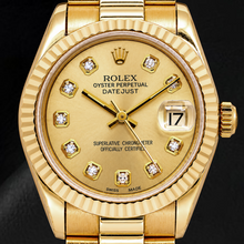 Afbeelding in Gallery-weergave laden, Rolex Datejust 68278 31mm Champagne Diamanten Wijzerplaat Geelgoud Horloge