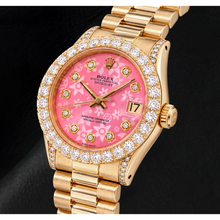 Afbeelding in Gallery-weergave laden, Rolex Datejust 68278 31mm Roze Florale Diamanten Wijzerplaat Geelgoud Horloge