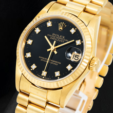Afbeelding in Gallery-weergave laden, Rolex Datejust 68278 31mm Zwarte Fabrieks Diamanten Wijzerplaat Geelgoud Horloge