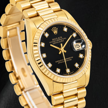 Afbeelding in Gallery-weergave laden, Rolex Datejust 68278 31mm Zwarte Fabrieks Diamanten Wijzerplaat Geelgoud Horloge