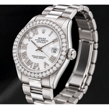 Afbeelding in Gallery-weergave laden, Rolex Datejust 68279 31mm Witte Romeinse Diamanten Wijzerplaat Witgoud Horloge