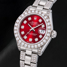 Afbeelding in Gallery-weergave laden, Rolex Datejust 6916 26mm Rode Diamanten Wijzerplaat Roestvrij Staal Horloge