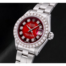Afbeelding in Gallery-weergave laden, Rolex Datejust 6916 26mm Roestvrij Staal Horloge met Rode Diamanten Wijzerplaat