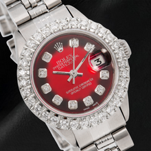 Afbeelding in Gallery-weergave laden, Rolex Datejust 6917 26 mm Rode Diamanten Wijzerplaat Roestvrij Staal Jubilee-armband Horloge