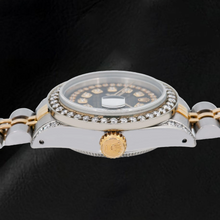 Afbeelding in Gallery-weergave laden, Rolex Datejust 6917 26 mm Zwarte Diamanten Wijzerplaat met Diamantsnoer Tweekleurig Jubilee-armband Horloge