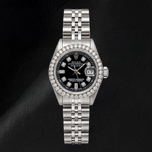 Afbeelding in Gallery-weergave laden, Rolex Datejust 6917 26mm Roestvrij Staal Horloge met Zwarte Diamanten Wijzerplaat
