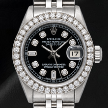 Afbeelding in Gallery-weergave laden, Rolex Datejust 6917 26mm Roestvrij Staal Horloge met Zwarte Diamanten Wijzerplaat