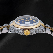 Afbeelding in Gallery-weergave laden, Rolex Datejust 6917 26mm Tweekleurig Horloge met Blauwe Diamanten Wijzerplaat en Semi-diamanten Jubilee-armband