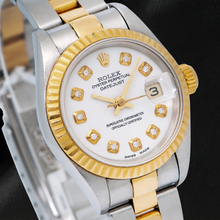 Afbeelding in Gallery-weergave laden, Rolex Datejust 6917 26mm Witte Diamanten Wijzerplaat Tweekleurig Oyster-armband Horloge