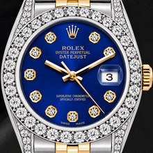 Afbeelding in Gallery-weergave laden, Rolex Datejust 69173 26mm Blauwe Diamanten Wijzerplaat Tweekleurig Jubilee-armband Horloge