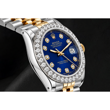Afbeelding in Gallery-weergave laden, Rolex Datejust 69173 26mm Blauwe Diamanten Wijzerplaat Tweekleurig Jubilee-armband Horloge