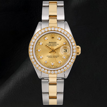 Afbeelding in Gallery-weergave laden, Rolex Datejust 69173 26mm Champagne Diamanten Wijzerplaat Tweekleurig Oyster-armband Horloge