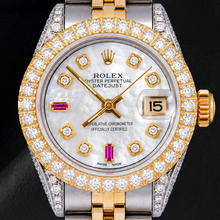 Afbeelding in Gallery-weergave laden, Rolex Datejust 69173 26mm Wit Parelmoer Diamanten Wijzerplaat Tweekleurig Horloge