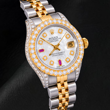 Afbeelding in Gallery-weergave laden, Rolex Datejust 69173 26mm Wit Parelmoer Diamanten Wijzerplaat Tweekleurig Horloge