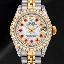 Afbeelding in Gallery-weergave laden, Rolex Datejust 69173 26mm Wit Parelmoer String Diamanten Wijzerplaat Tweekleurig Jubilee-armband Horloge