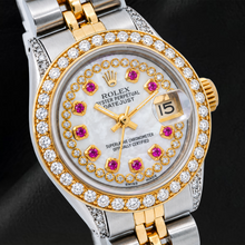 Afbeelding in Gallery-weergave laden, Rolex Datejust 69173 26mm Wit Parelmoer String Diamanten Wijzerplaat Tweekleurig Jubilee-armband Horloge
