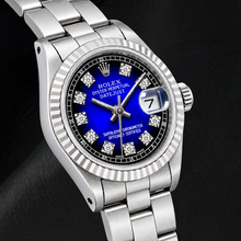 Afbeelding in Gallery-weergave laden, Rolex Datejust 69174 26mm Blauwe Fabrieks Diamanten Wijzerplaat Roestvrij Staal Horloge