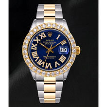 Afbeelding in Gallery-weergave laden, Rolex Datejust II 116333 41mm Blauwe Romeinse Diamanten Wijzerplaat Tweekleurig Horloge