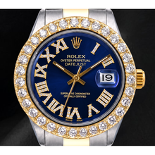 Afbeelding in Gallery-weergave laden, Rolex Datejust II 116333 41mm Blauwe Romeinse Diamanten Wijzerplaat Tweekleurig Horloge