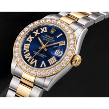 Afbeelding in Gallery-weergave laden, Rolex Datejust II 116333 41mm Blauwe Romeinse Diamanten Wijzerplaat Tweekleurig Horloge
