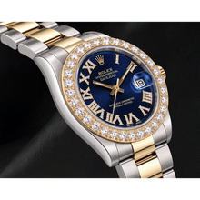 Afbeelding in Gallery-weergave laden, Rolex Datejust II 116333 41mm Blauwe Romeinse Diamanten Wijzerplaat Tweekleurig Horloge