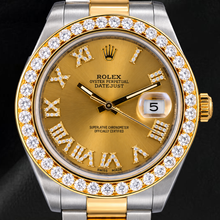 Afbeelding in Gallery-weergave laden, Rolex Datejust II 41mm 116333 Champagne Romeinse Diamanten Wijzerplaat Diamanten Lunette Horloge