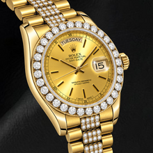 Afbeelding in Gallery-weergave laden, Rolex Day-Date 18078 36mm Champagne Wijzerplaat met Streepindexen Geelgoud Horloge