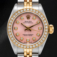 Afbeelding in Gallery-weergave laden, Rolex Oyster Perpetual 67193 26mm Roze Diamanten Wijzerplaat Tweekleurig Jubilee-armband