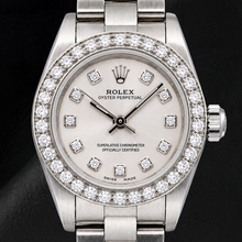 Afbeelding in Gallery-weergave laden, Rolex Oyster Perpetual 76080 26mm Zilveren Diamanten Wijzerplaat Roestvrij Staal Horloge