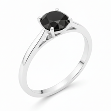 Afbeelding in Gallery-weergave laden, Zwarte diamant New York 3,5 karaat echte ronde solitaire kathedraalring 14K Witgoud