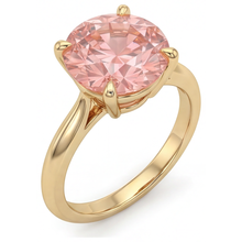 Afbeelding in Gallery-weergave laden, Padparadscha saffier ring 4 karaat labgekweekt ronde solitair 14K geelgoud