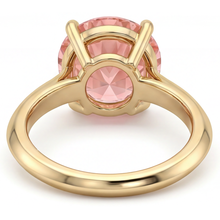 Afbeelding in Gallery-weergave laden, Padparadscha saffier ring 4 karaat labgekweekt ronde solitair 14K geelgoud