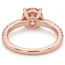 Afbeelding in Gallery-weergave laden, Padparadscha Verlovingsring 1,8 Karaat Echte Ronde Saffier Pavé 14k Roségoud
