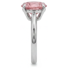 Afbeelding in Gallery-weergave laden, Solitairering met echte ronde perzikkleurige padparadscha saffier van 2,5 karaat in 14K witgoud