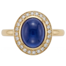 Afbeelding in Gallery-weergave laden, Royal Blue Saffier Edelsteen Ring 3,75-karaat 14 Karaat Geelgoud – vooraanzicht