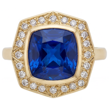 Afbeelding in Gallery-weergave laden, Schitterend Royal Blue Saffier Edelsteen Ring 5,75 karaat – hoofdaanzicht
