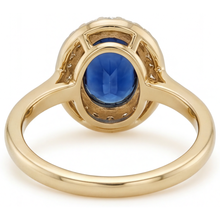 Afbeelding in Gallery-weergave laden, Gekleurde Steen Ring 14 Karaat Geelgoud met Royal Blue Saffier – bovenaanzicht