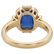 Afbeelding in Gallery-weergave laden, Sieraadsteen Ring 14K Geelgoud met Royal Blue Saffier – bovenaanzicht