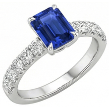Afbeelding in Gallery-weergave laden, smaragd solitaire accenten ring blauwe saffier en Natuurlijke echte diamant ( niet in het laboratorium gekweekt ) 4,25 karaat