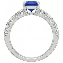 Afbeelding in Gallery-weergave laden, smaragd solitaire accenten ring blauwe saffier en Natuurlijke echte diamant ( niet in het laboratorium gekweekt ) 4,25 karaat