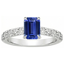 Afbeelding in Gallery-weergave laden, smaragd solitaire accenten ring blauwe saffier en Natuurlijke echte diamant ( niet in het laboratorium gekweekt ) 4,25 karaat