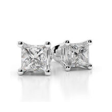 Afbeelding in Gallery-weergave laden, 0,90 karaat Princess Cut Diamond Stud Earring 14K witgoud - harrychadent.nl