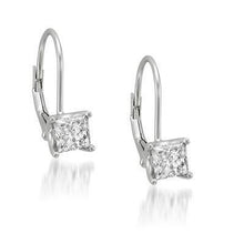 Afbeelding in Gallery-weergave laden, 1 karaat Princess Cut Solitaire Diamond Leverback Earring - harrychadent.nl