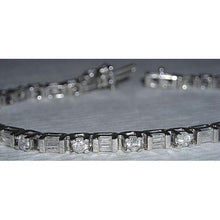 Afbeelding in Gallery-weergave laden, 11.40 ct. Diamanten tennisarmband WG Baguettes & ronde diamanten - harrychadent.nl