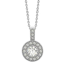 Afbeelding in Gallery-weergave laden, 1,25 CT. Ronde diamanten Milgrain hanger ketting zonder ketting WG 14K - harrychadent.nl